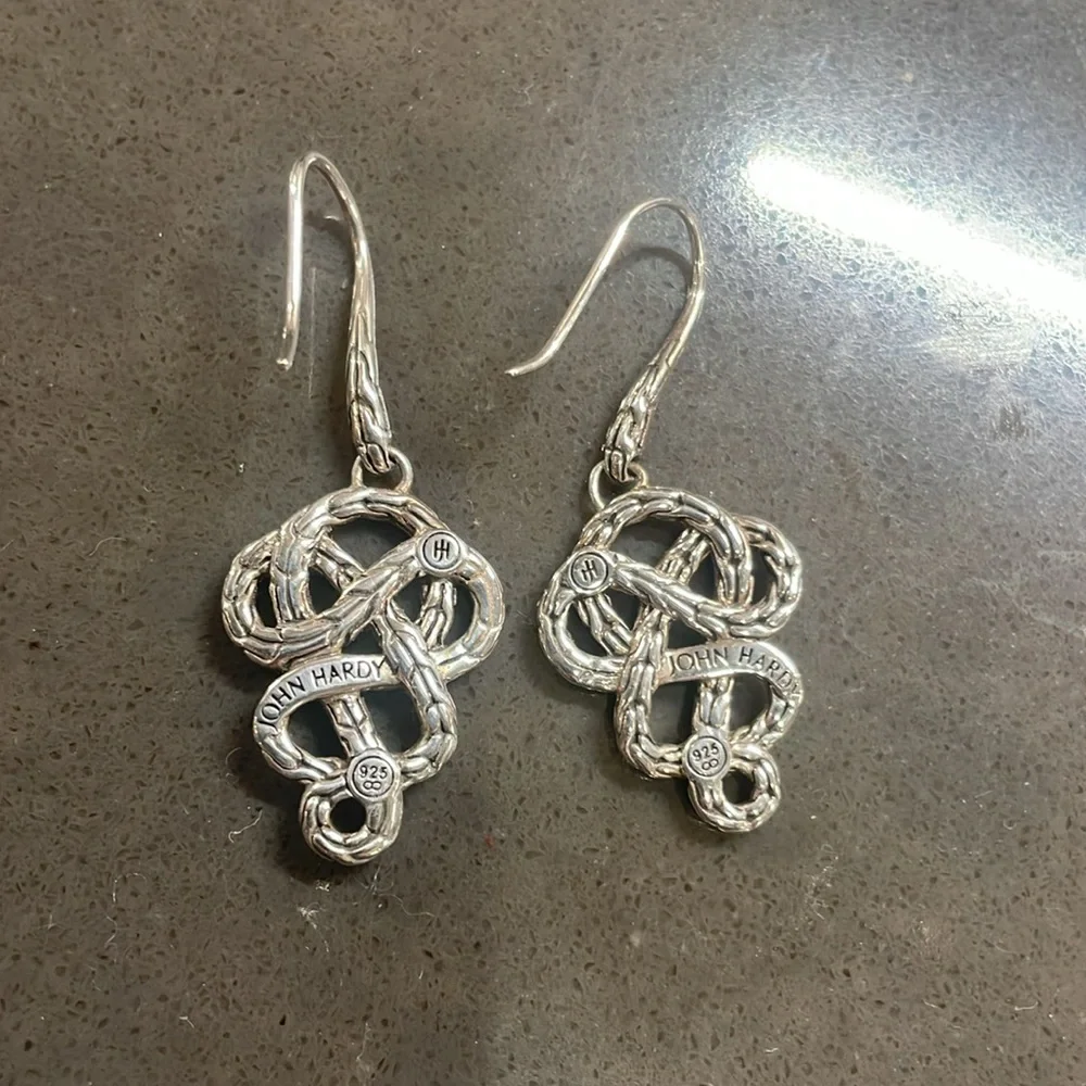 John Hardy Silver & Diamond Earrings - Picture 3 of 3